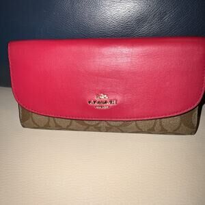 Coach Slim Envelope Wallet In Signature Canvas In Electric Red NWT